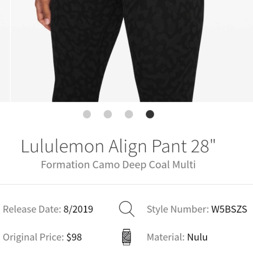 🍋 LULULEMON 🍋 Align 28" black Cheetah camo Size 8 formation camo deep - Picture 12 of 16